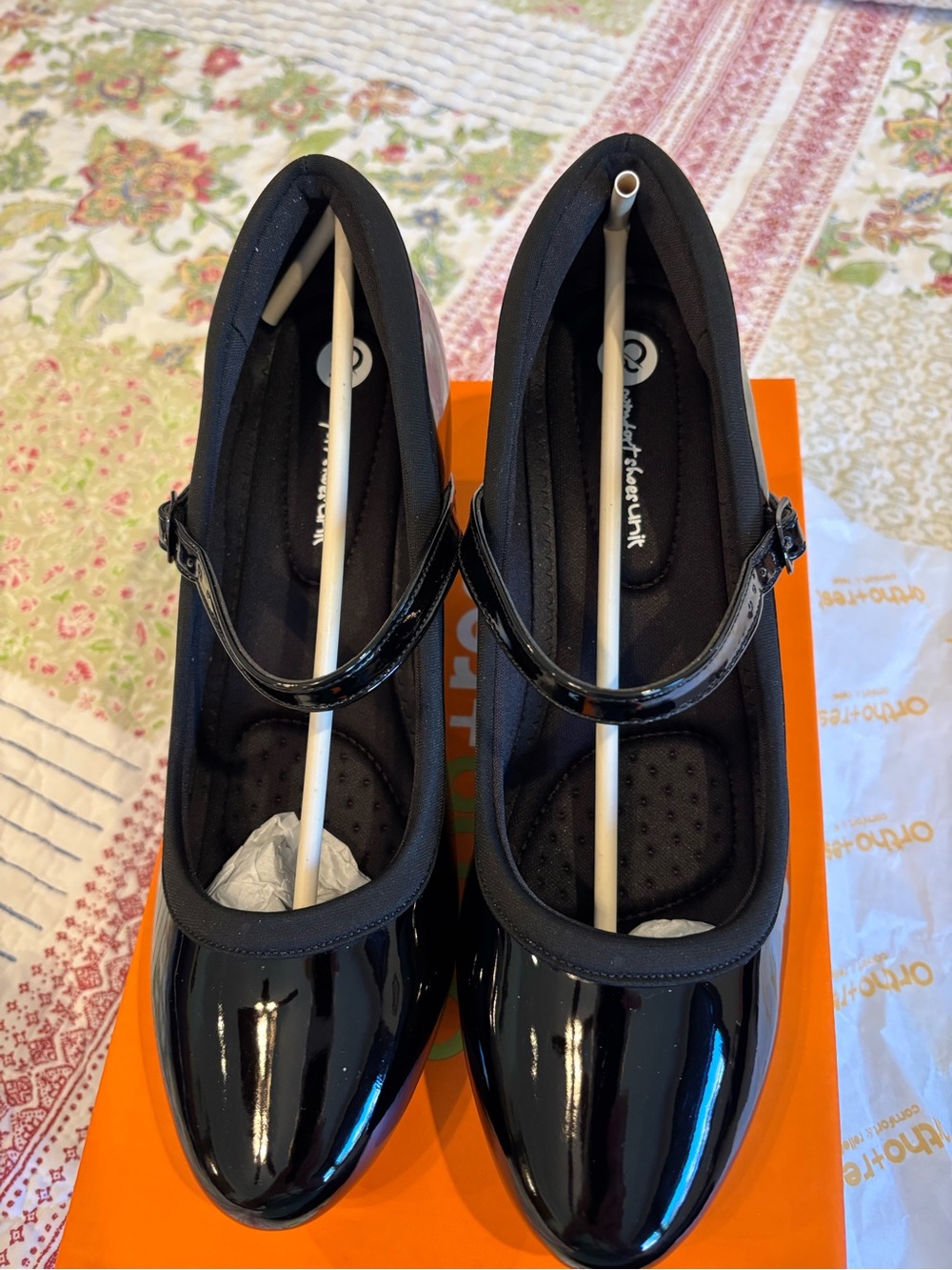 Women’s Black Patent Mary Jane Heels with Adjustable Strap